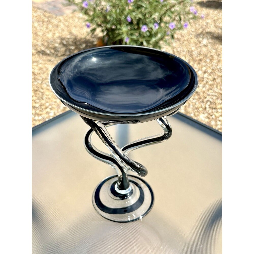 Jozefina Krosno Poland Hand Blown Art Glass Octopus Jelly Fish Compote Bowl